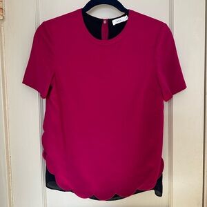 A.L.C. Women's Fuchsia Scalloped Short Sleeve Top
